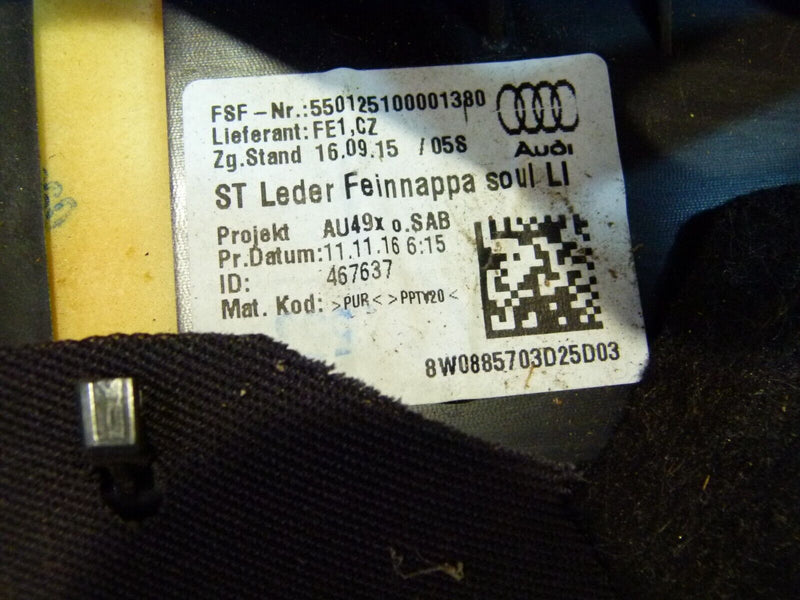 AUDI A4 S4 8W B9 2016-ON PASSENGER LEFT SIDE SEAT BOLSTER CUSHION 8W0885703
