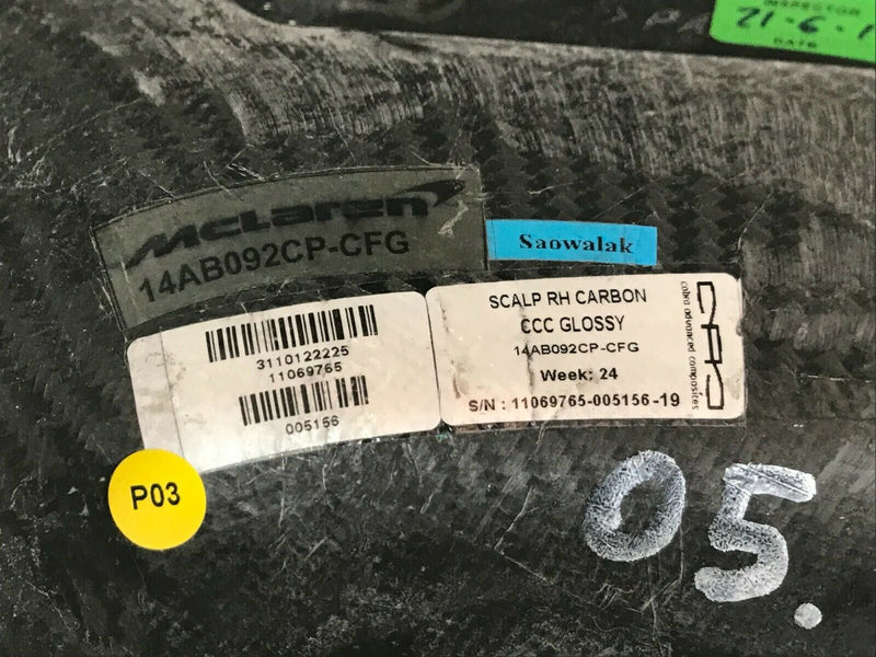 MCLAREN 720S RIGHT SIDE MIRROR COVER FULL CARBON GLOSSY *ORIGINAL* 14AB092CP