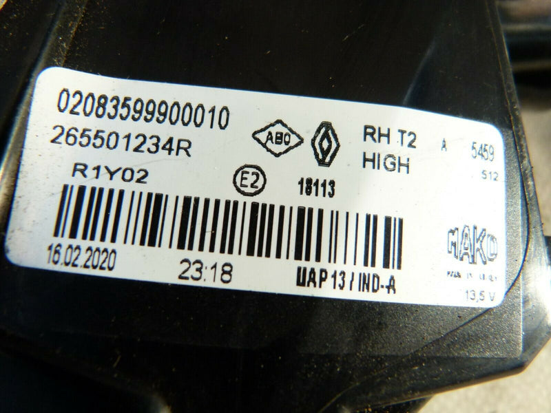 RENAULT CAPTUR MK2 2020> RIGHT SIDE REAR TAIL LIGHT TAILGATE 265501234