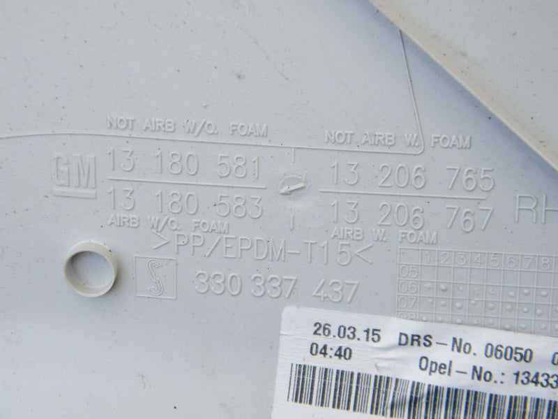 VAUXHALL CORSA D 2006-2014 REAR RIGHT C PILLAR UPPER BELT COVER TRIM 13180583