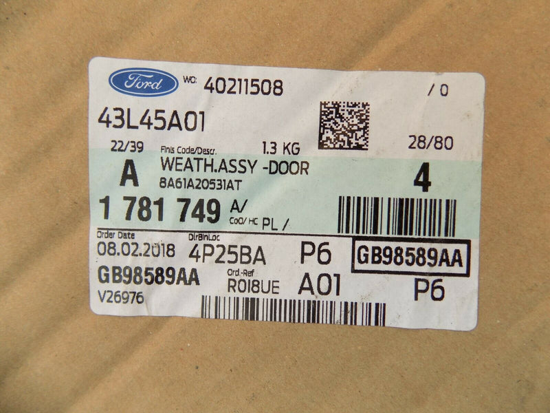 FORD FISTA MK7 2009-19 FRONT LEFT DOOR SEAL WEATHERSTRIP RUBBER 1781749 /B10-04