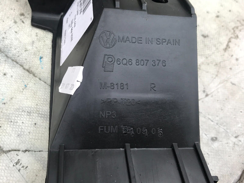 VW POLO 2005-09 RIGHT REAR BUMPER SUPPORT BRACKET MOUNT 6Q6807376