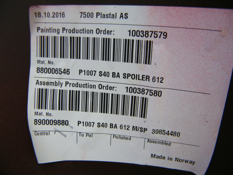 VOLVO S40 2008-2012 REAR BUMPER GENUINE LOWER SKIRT VALANCE RED 30744943 (6680)