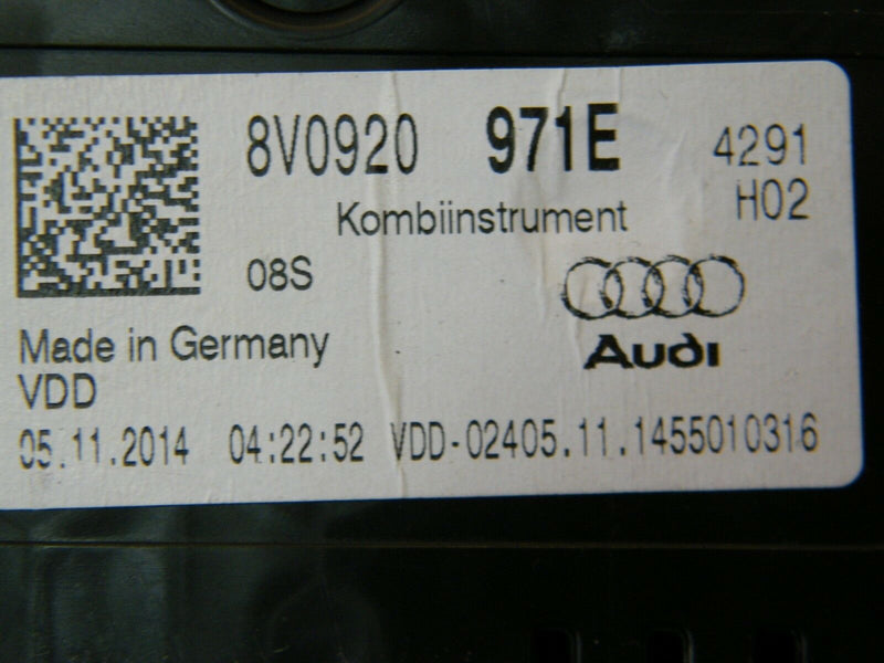 AUDI A3 (8V) 2012-2016 S-LINE 5DR INSTRUMENT CLUSTER SPEEDOMETER -- COVER ONLY