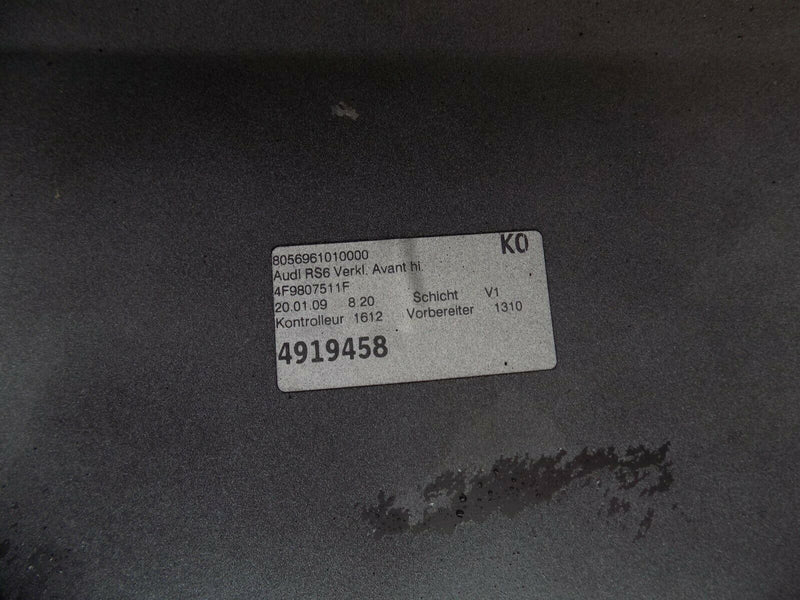 AUDI RS6 C6 ESTATE 2008-2010 REAR BUMPER BLACK GENUINE  4F9807511F