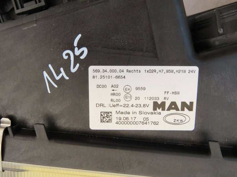MAN TRUCK -- RIGHT SIDE HEADLIGHT HEADLAMP *NEW* 81.25101-6654