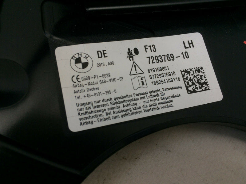 BMW 6 SERIES F13 COUPE LEFT SEAT AIR BAG SIDE AIRBAG GENUINE 87 7293769-10
