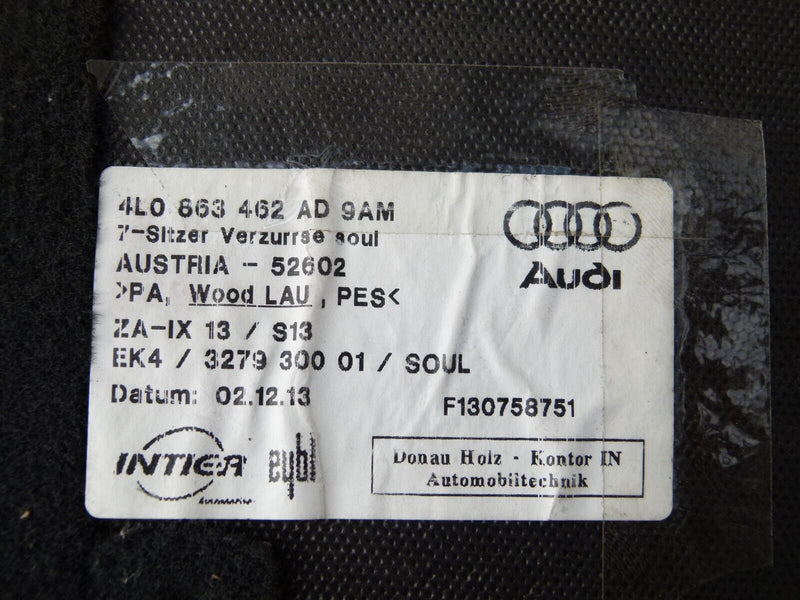 AUDI Q7 2006–2015 REAR BOOT FLOOR CARPET PANEL LINER GENUINE 4L0863462