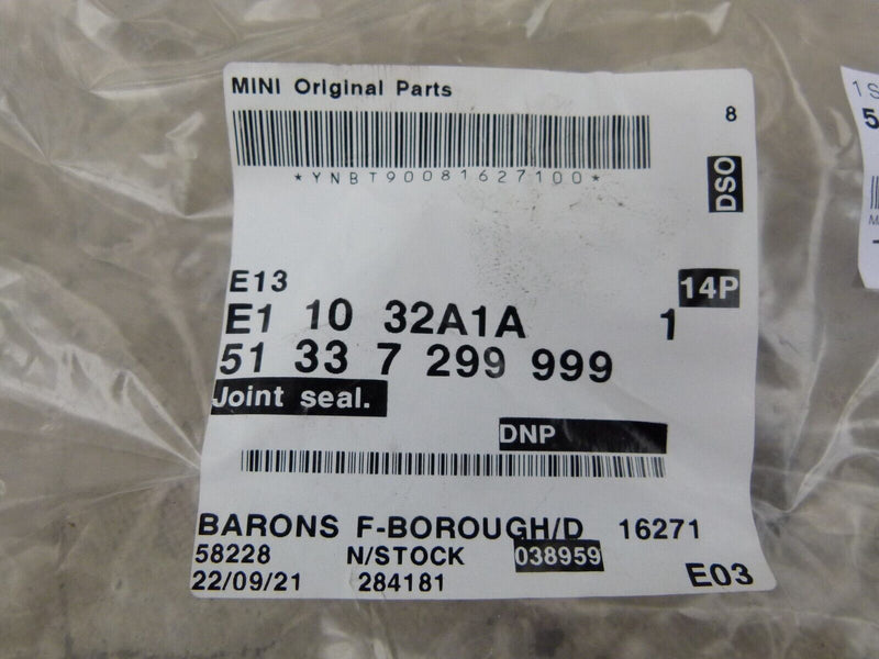 MINI COOPER F55 F56 2014-16 DOOR GASKET JOINT SEAL GENUINE 7299999