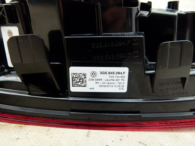 VW PASSAT B8 BLUEMOTION 2014-19 REAR RIGHT TAIL LIGHT GENUINE 3G5945094