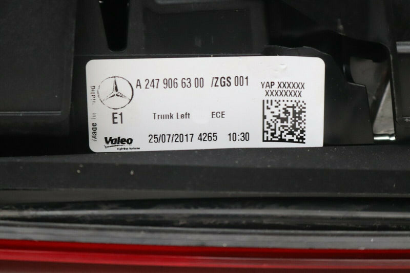 MERCEDES B CLASS W247 2019 2020 REAR LEFT LIGHT TRUNK LAMP LHD A2479066300