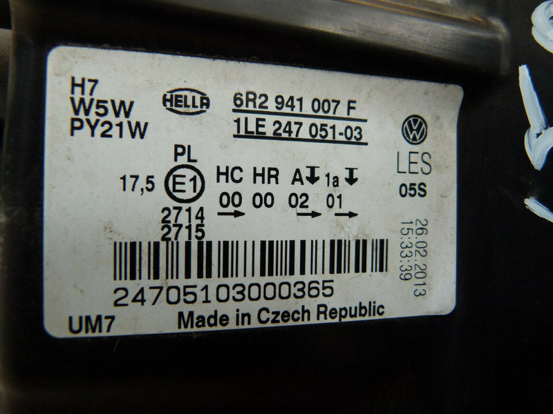 VW POLO MK5 6R 2009-2014 GENUINE HEADLIGHT LAMP LEFT SIDE 6R2941007F
