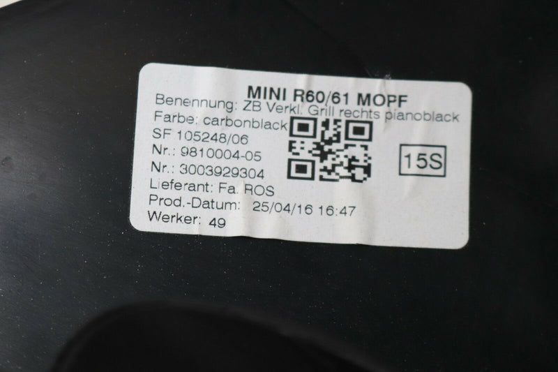 MINI COUNTRYMAN R60 R61 2010-2016 DASHBOARD RIGHT AIR VENT WITH COVER 9810004