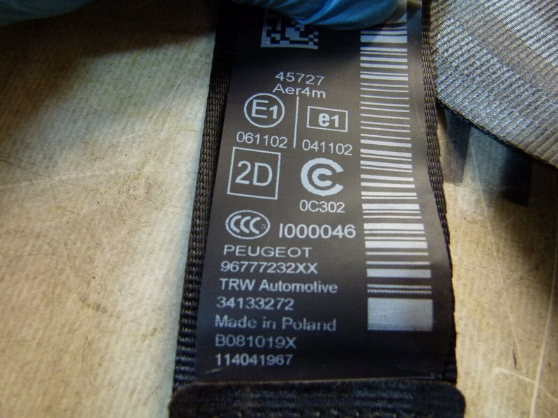 PEUGEOT 308 SW ESTATE 2017-21 REAR DRIVER RIGHT SIDE SEAT BELT 96777232XX