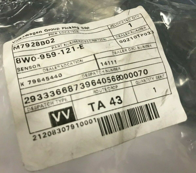 AUDI A4 8W B9 2016-ON PEDESTRIAN PROTECTION PRESSURE CRASH SENSOR 8W0959121 A