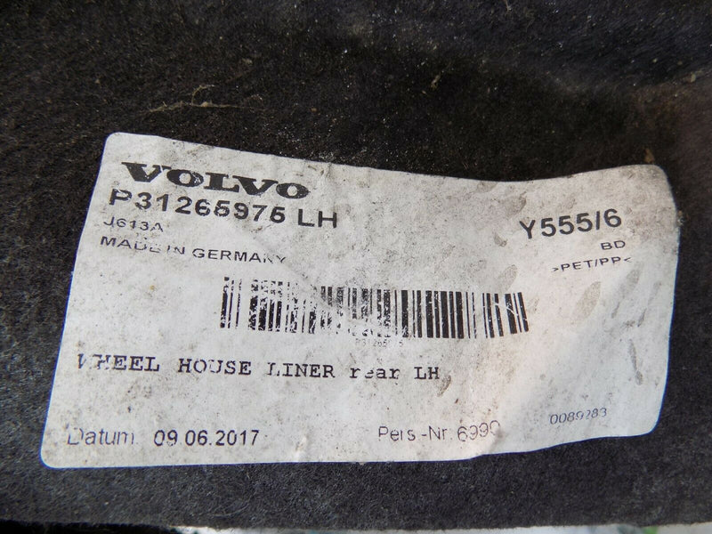 VOLVO V40 2012-17 REAR LEFT WHEEL INNER ARCH LINER SPLASH GUARD 31265975