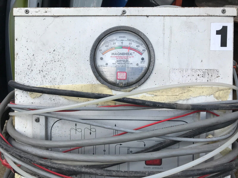 FLOW CONTROL COMPUTER OVER, MAGNAHELIC AIR PRESSURE GAUGE TO SPRAY BOOTH