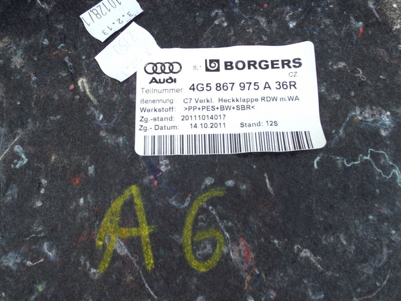 AUDI A6 5G C7 11-14 Saloon Bootlid Cover Card Carpet 4G5 867 975