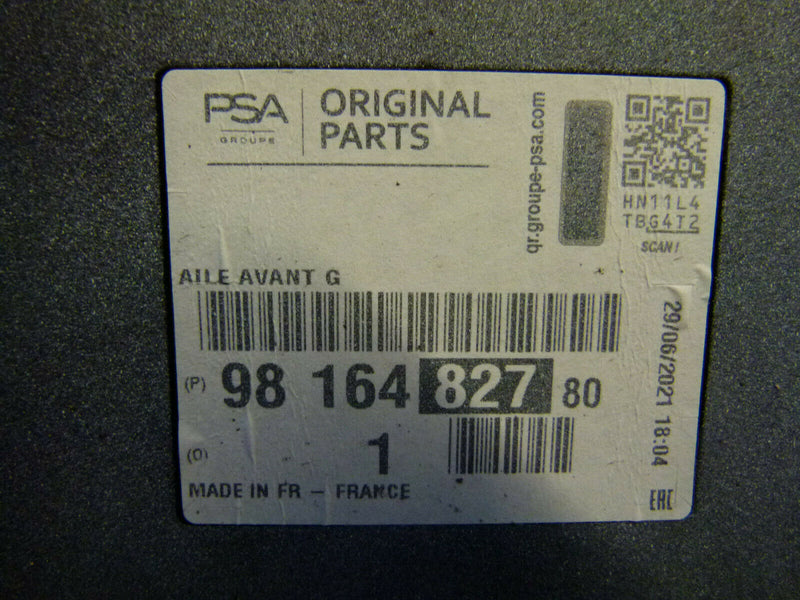 CITROEN BERLINGO MK3 K9, PARTNER 2018> FRONT FENDER WING PANEL LEFT SIDE