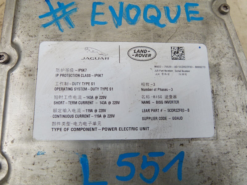 RANGE ROVER EVOQUE HYBRID L551 2019-ON ELECTRIC POWER INVERTER M8D275520AD #