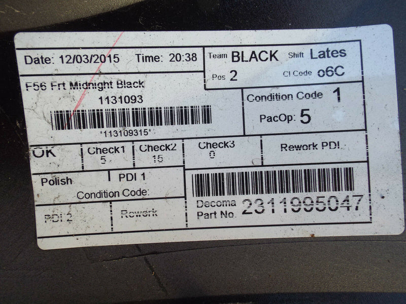 MINI COOPER F56 2014-ON FRONT BUMPER GENUINE BLACK (A5218)