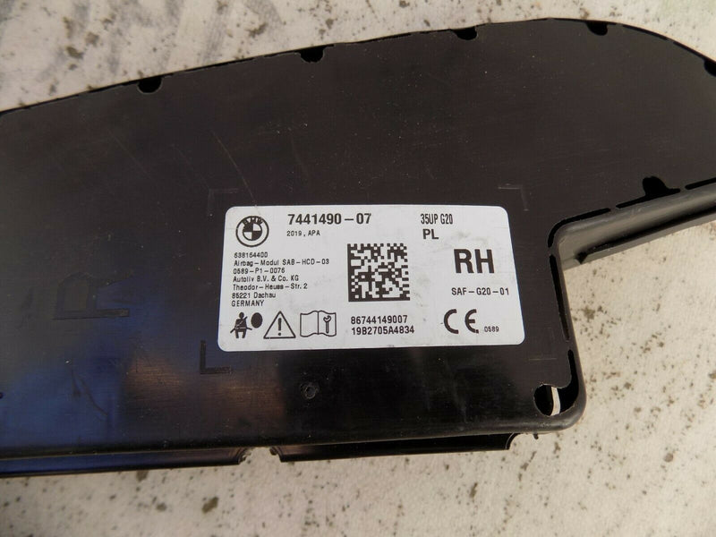 BMW 3 SERIES G20 G21 G2X 2018> RIGHT DRIVER SIDE SEAT AIR .BAG 7441490-07