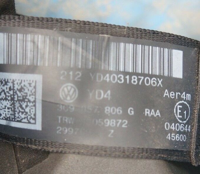 VW PASSAT B6/B7 3C 2005-2015 REAR RIGHT SEAT BELT BLACK GENUINE 3C9857806G
