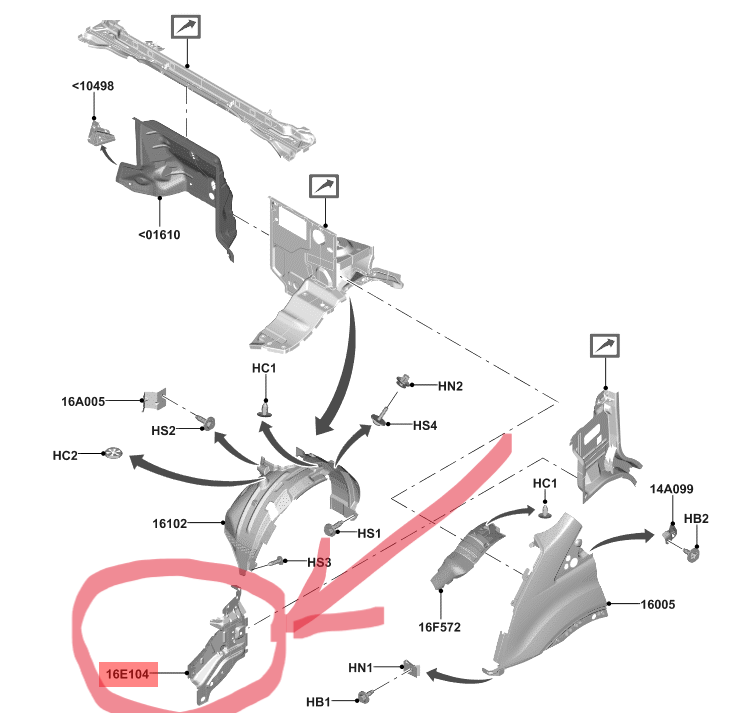 FORD TRANSIT MK4 2014-23 FRONT FENDER RIGHT SIDE WING SUPPORT PANEL ASSY