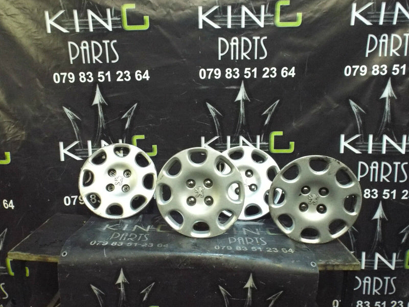 PEUGEOT 206 1.4 GENUINE PEUGEOT 14" HUBCAPS WITH BADGE SET OF 4