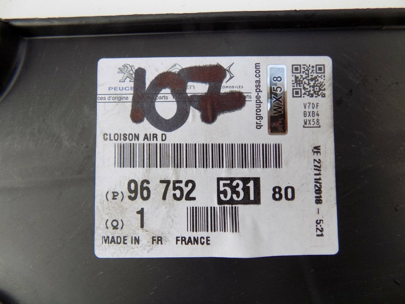 PEUGEOT 208 2012-2016 DRIVER RIGHT SIDE AIR GUIDE 967525318 /S43-33