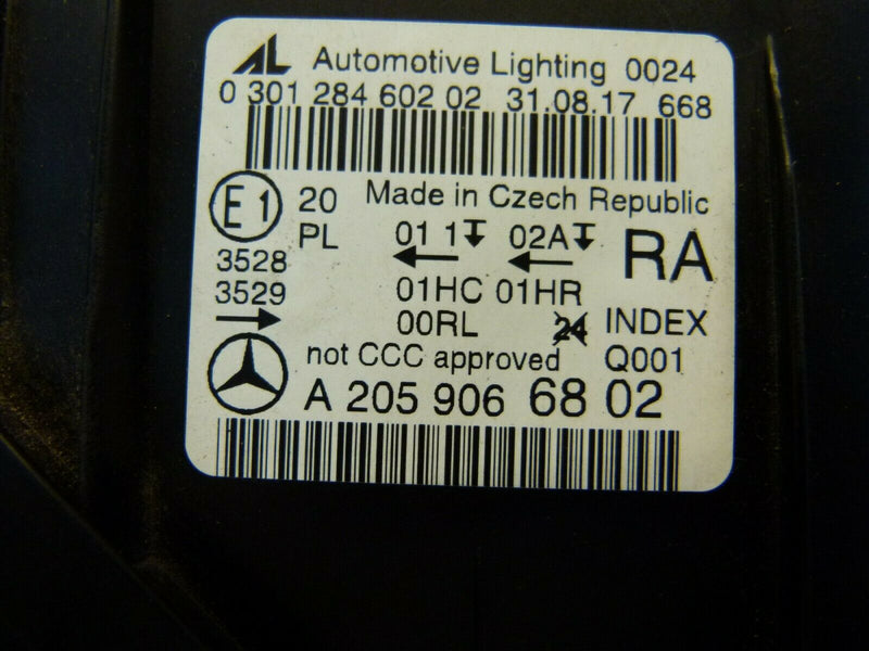 MERCEDES W205 2015-18 GENUINE HEADLIGHT HALOGEN RIGHT SIDE A2059066802