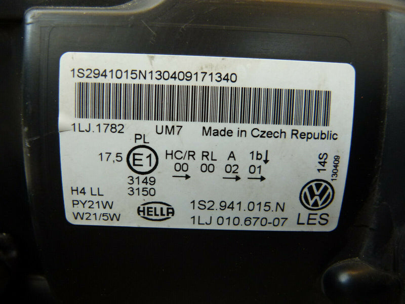 VW UP 2011-2016 GENUINE LEFT PASSENGER SIDE HEADLIGHT HEADLAMP 1S2941015N