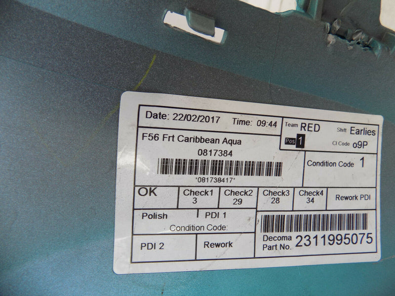 BMW MINI COOPER ONE F56  2014-2016 BLUE FRONT BUMPER GENUINE 7317969