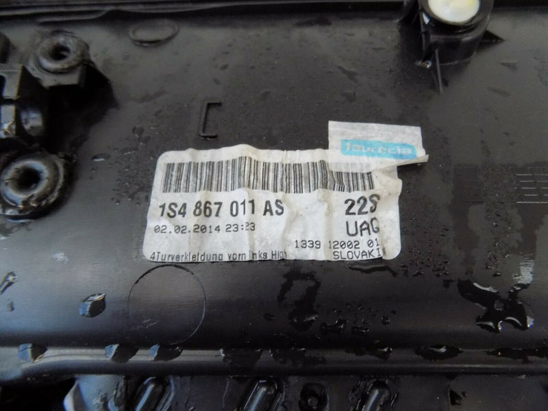 VW UP 2011-2016 LEFT FRONT INTERIOR DOOR CARD BLACK PANEL 1S4867011AS