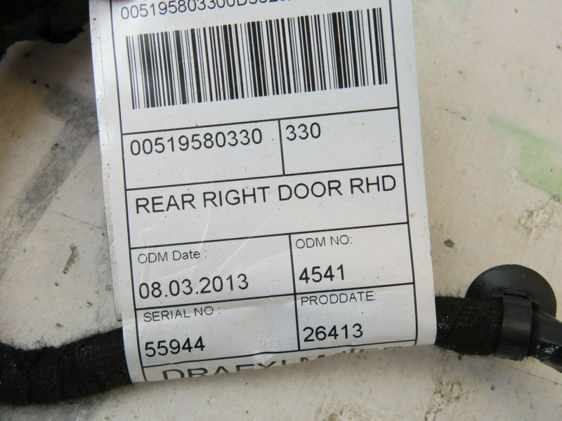 FIAT 500L TREKKING 2013-2017 REAR O/S RIGHT DOOR WIRING LOOM RHD 519580330