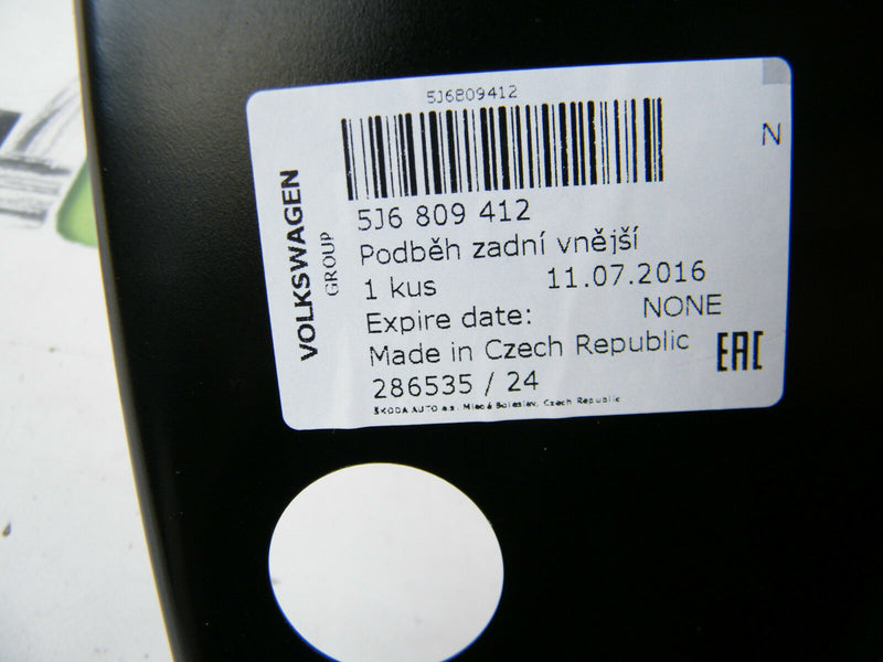 SKODA FABIA 5J 2007-14 WING INNER REAR MUDGUARD PANEL RIGHT SIDE 5J6809412