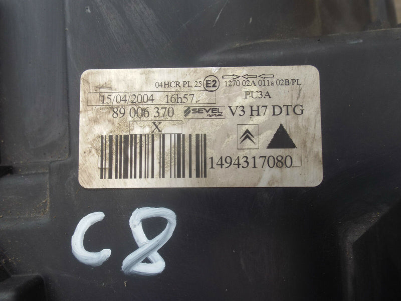 Citroen C8 2002-2012 Headlamp Hedlight Right Driver Side O/S (274) Genuine