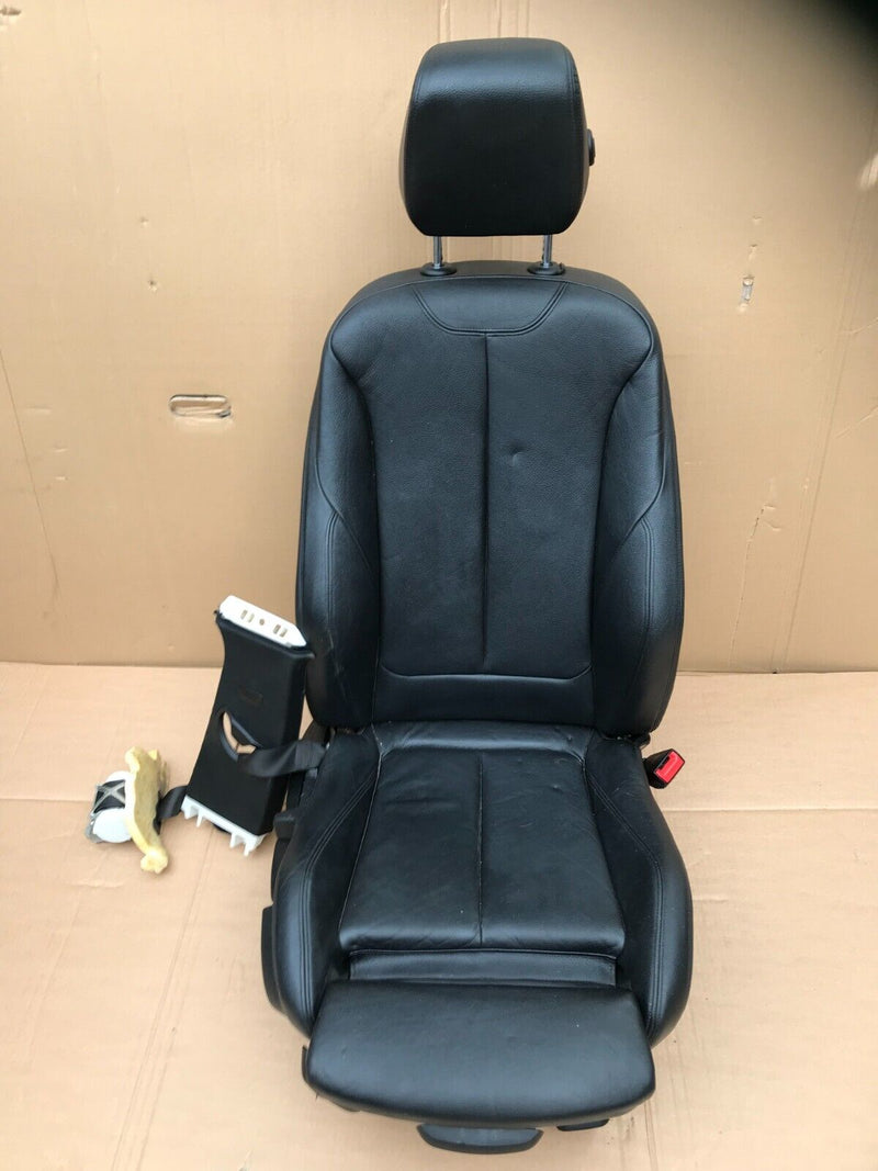 BMW F30 F31 SALOON ESTATE GENUINE FRONT SEAT BLACK LEATHER RIGHT SIDE & SEATBELT
