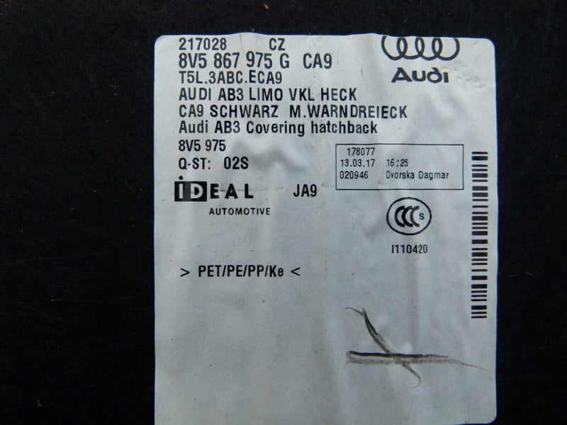 AUDI A3 8V SALOON 2013-16 BOOT TAILGATE CARD COVER GENUINE 8V5867975