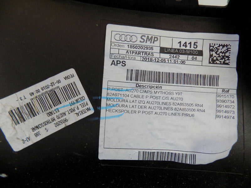 AUDI A1 8X2 SPORT 2019-ON REAR BUMPER GENUINE PDC & DIFFUSER 82A.807.511