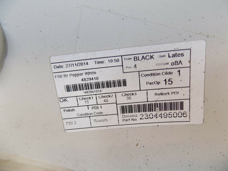 MINI COOPER HATCH F56 2014 2015 2016 WHITE REAR BUMPER GENUINE 114129-10