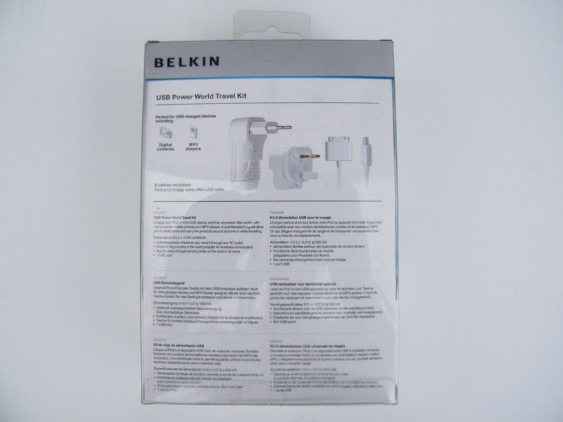 Belkin BELKIN USB POWER WORLD TRAVEL WALL CHARGER KIT FOR MOBILE PHONE & OTHERS