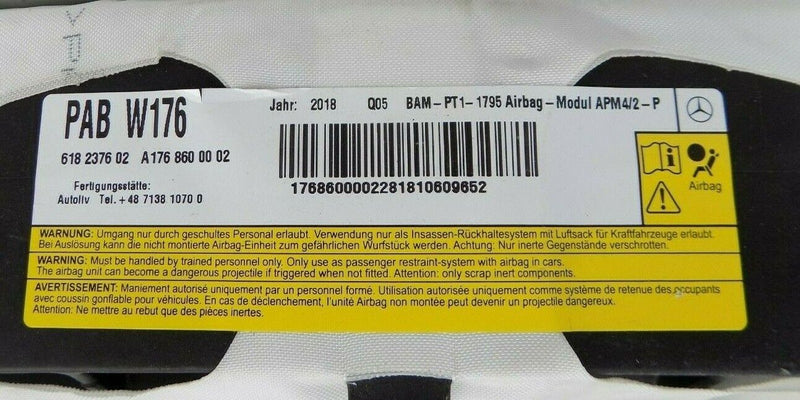 MERCEDES CLA C117 W117 2013-18 LEFT PASSENGER SIDE DASHBOARD AIRBAG A1768600002