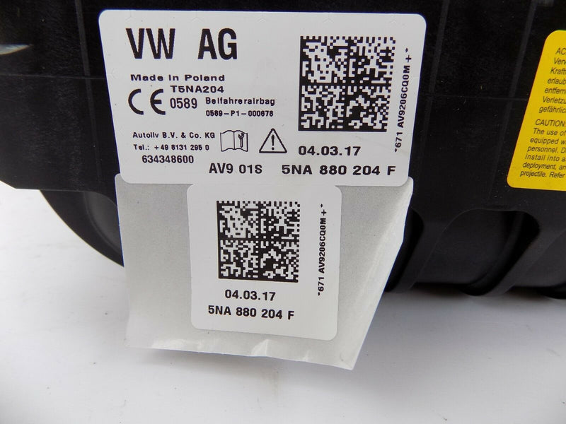 VW UP 2013-2017 GENUINE DASH AIR BAG PASSENGER SIDE N/S AIRBAG 5NA880204 F
