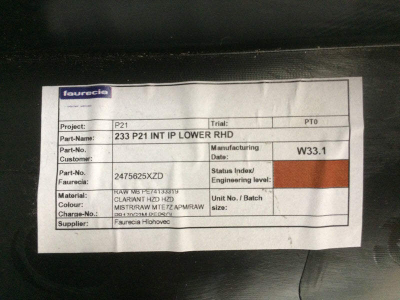 PEUGEOT e-2008 2008 ELECTRIC 2019-ON BLACK DASHBOARD GENUINE 9831430480