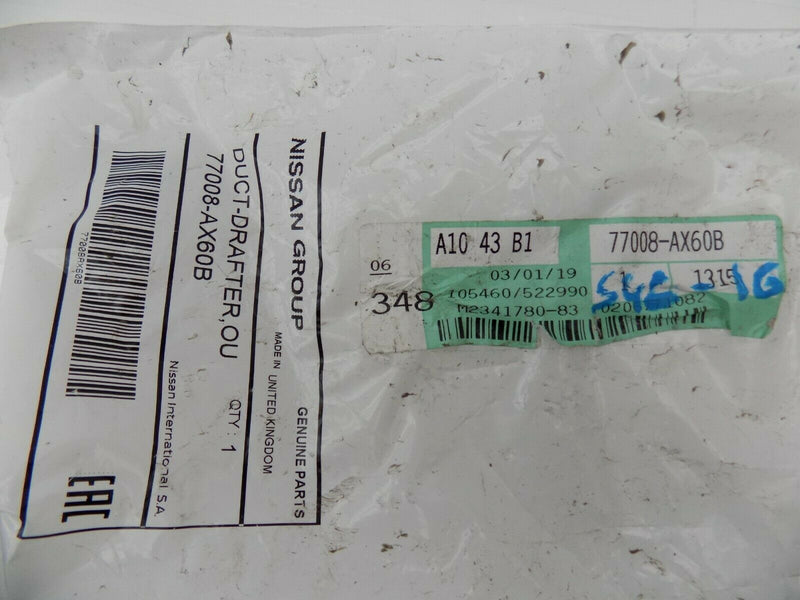 NISSAN LEAF 2016-ON REAR AIR DUCT DRAFTER 77008-AX60B /S46-16