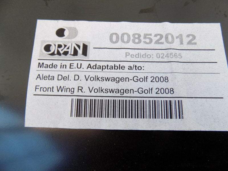 VW GOLF MK6 2009-2012 FRONT RIGHT WING FENDER PANEL 00852012