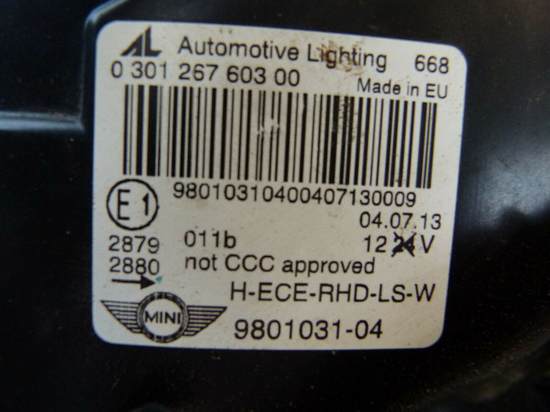 MINI COUNTRYMAN R60 2013-16 GENUINE HEADLIGHT LEFT PASSENGER SIDE 9801031