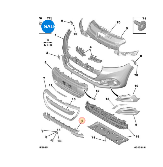 PEUGEOT 208 LCI 2015-2019 FRONT BUMPER LOWER GRILLE GENUINE 9810516180