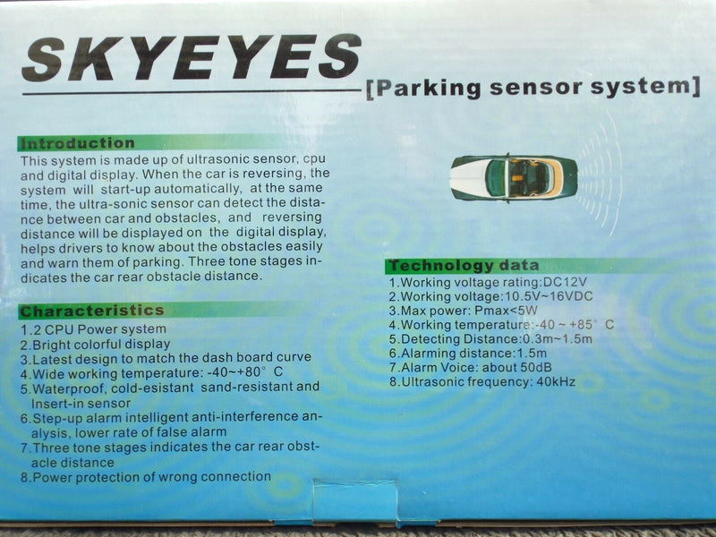 Full Set Rear Parking Sensors Reversing Led Display Pdc Black